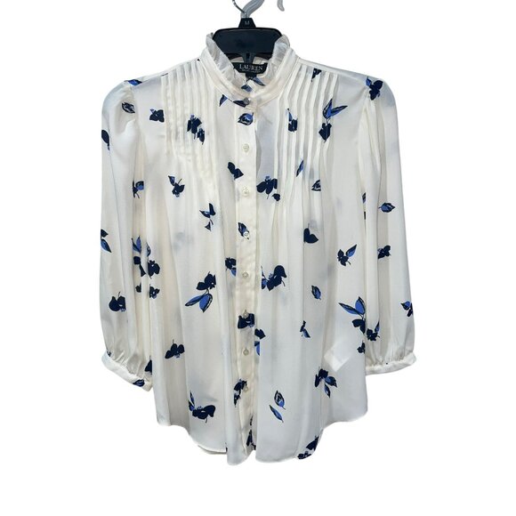 NWT Ralph Lauren Ladies Floral Georgette BlouseLauren Petite Size S/P - Picture 2 of 9